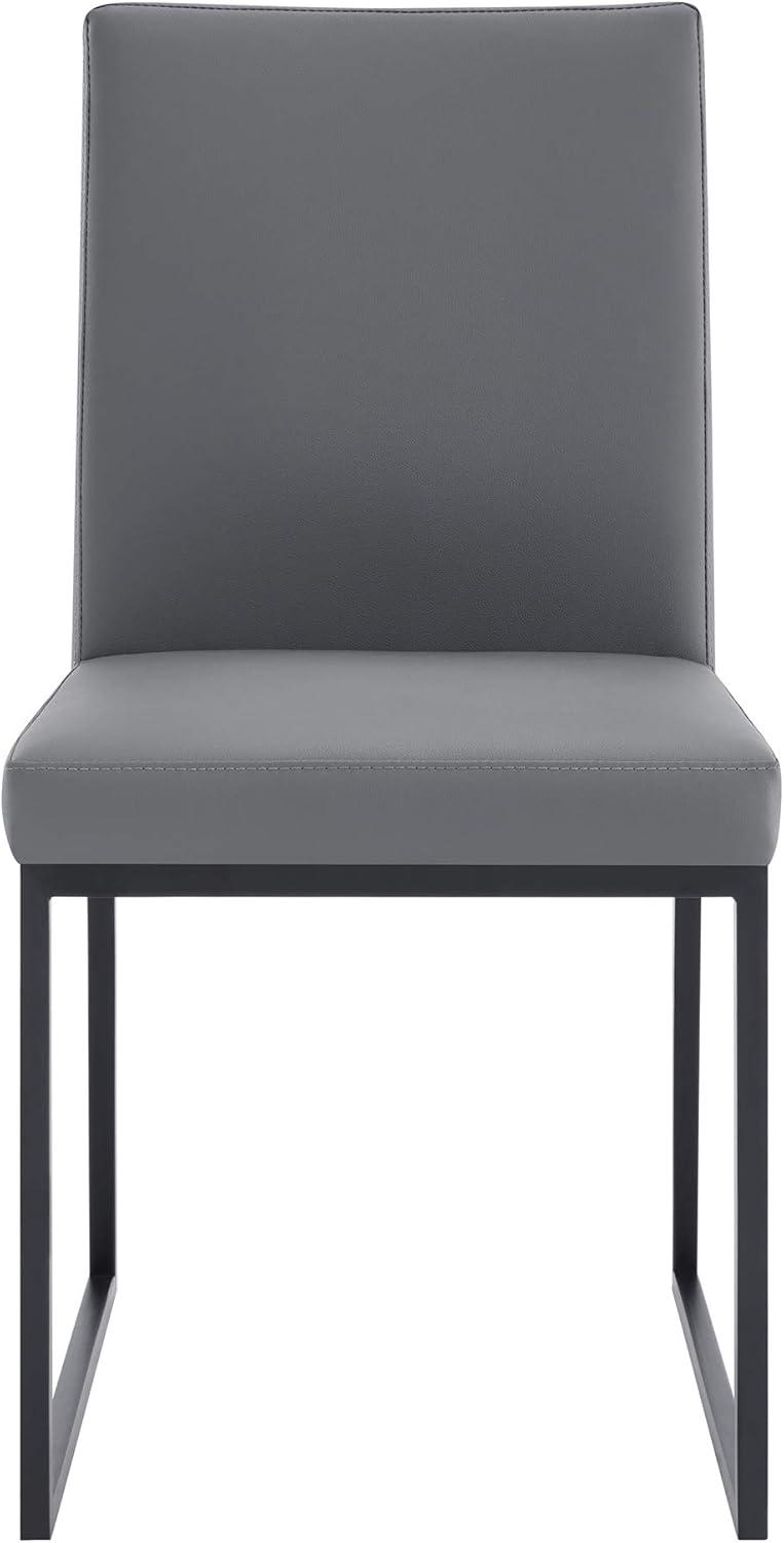 image:imageArmen Living Trevor Contemporary Faux Leather Dining Chair Set of 2 20 Seat Height Grey and Matte Black
