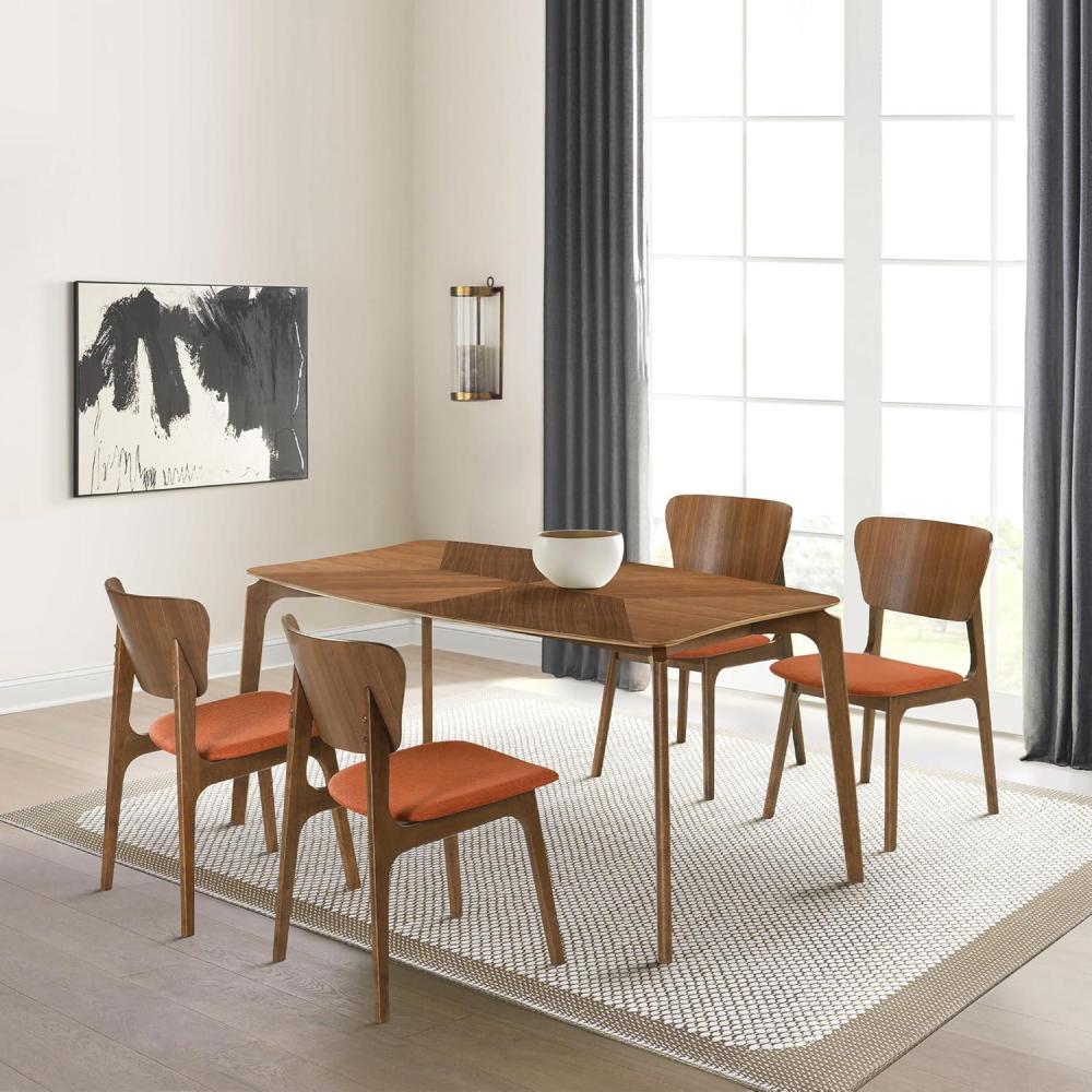 image:imageArmen Living Kalia Wood Dining Chair in Walnut Finish with Orange Fabric Set of 4Orange
