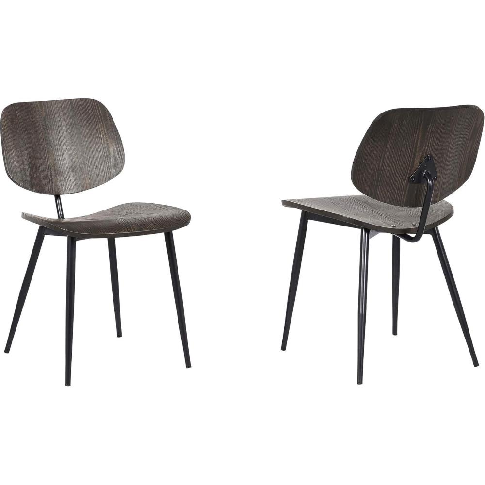 image:imageArmen Living LCMKSIWA Miki MidCentury Metal Dining Room Accent ChairSet of 2 18 Height Walnut WoodWalnut Wood