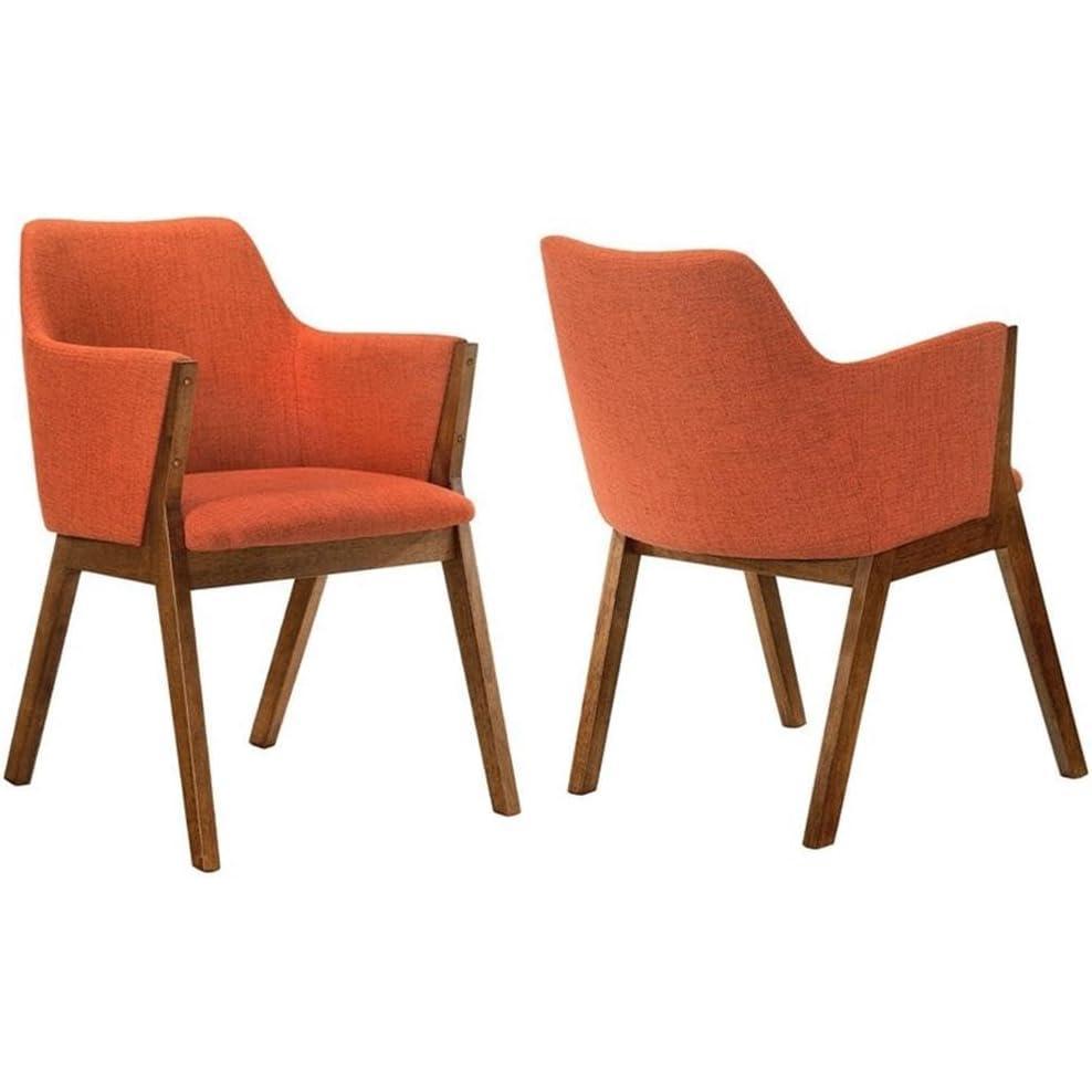 image:imageArmen Living Renzo Fabric Wood Dining Side ChairsSet of 2 18 SH CharcoalWalnutOrangeWalnut