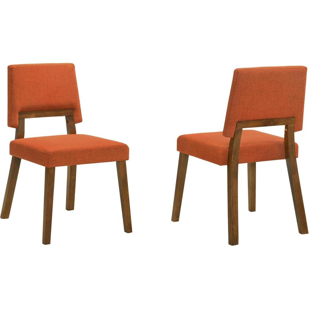 image:imageChannell Wood Dining Chair in Walnut Finish with Blue Fabric  Set of 2Orange