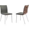 image:imageArmen Living Crystal Dining Chair in Brushed Stainless Steel finish with Grey Pu Upholstery and Walnut Back Set of 2
