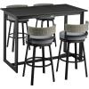 image:imageArmen Living Encinitas Outdoor Patio 5Piece Bar Table Set in Aluminum Cushions Dark Grey