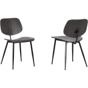 Armen Living LCMKSIWA Miki Mid-Century Metal Dining Room Accent Chair-Set of 2, 18″ Height, Walnut Wood(Black Wood)