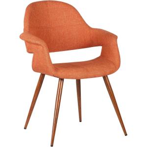 Armen Living Phoebe Mid Century Modern Accent Chair for Dining Table Kitchen Desk Vanity in Gray Fabric and Walnut Wood Finish(Orange)