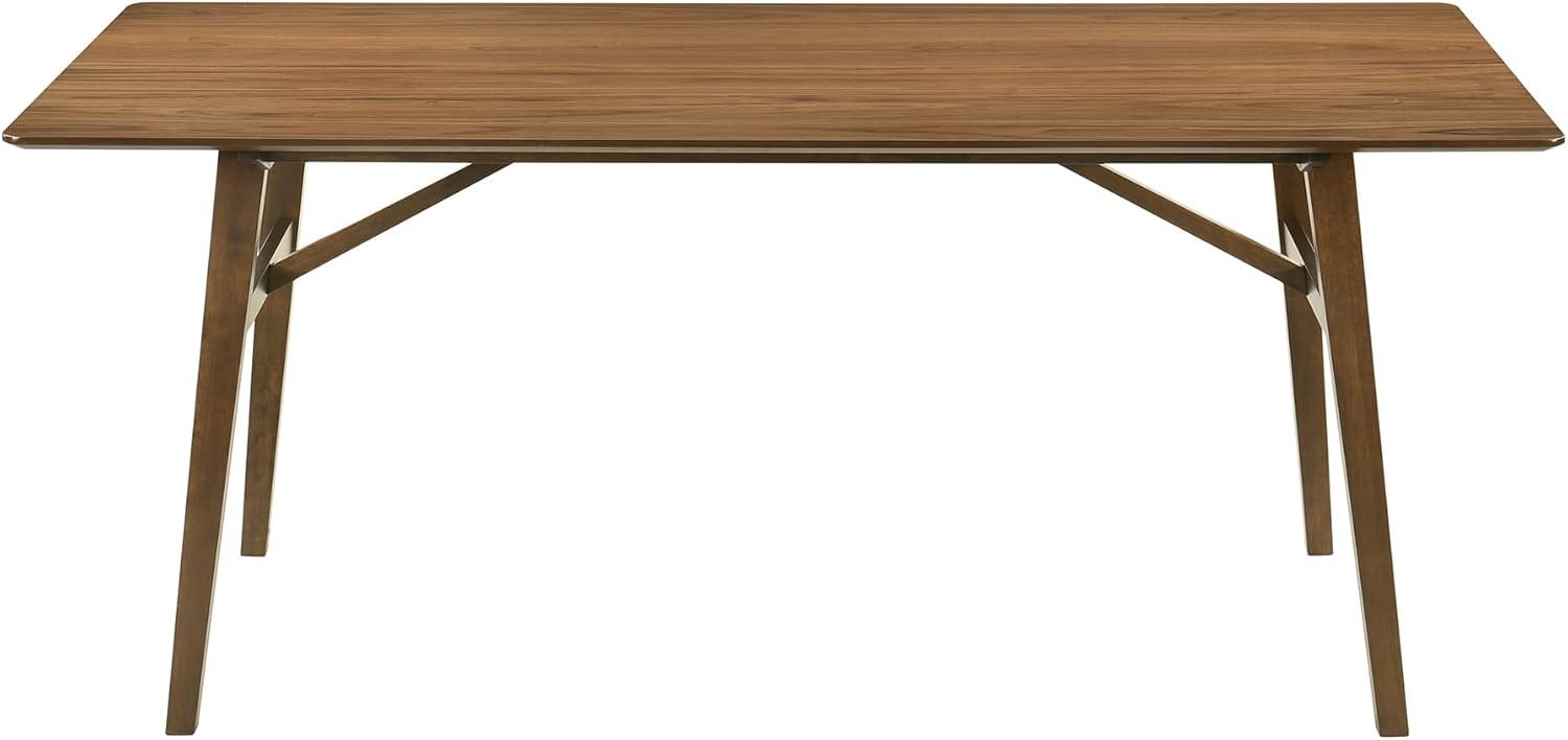 image:imageArmen Living Channell Mid Century Modern 6 Piece Black Wood Dining Table Set with Bench in Charcoal FabricBlue and Walnut Wood