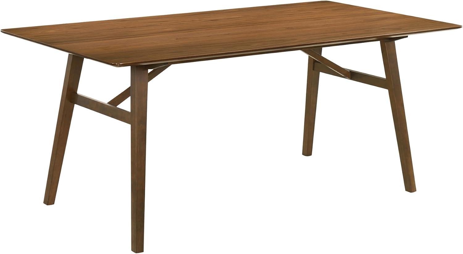 image:imageArmen Living Channell Mid Century Modern 6 Piece Black Wood Dining Table Set with Bench in Charcoal FabricBlue and Walnut Wood