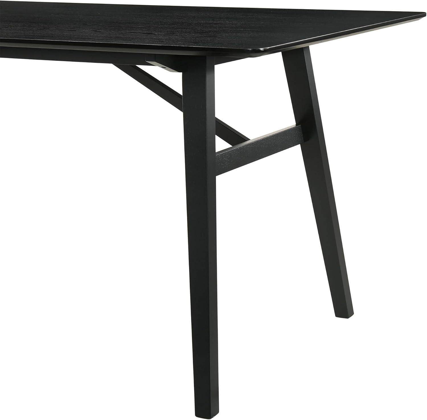 image:imageArmen Living Channell Mid Century Modern 6 Piece Black Wood Dining Table Set with Bench in Charcoal FabricGray and Black Wood