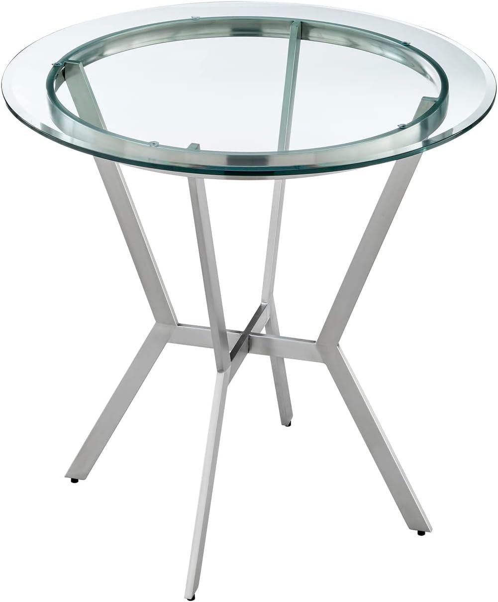 image:imageArmen Living Naomi and Lorin 3Piece Counter Height Dining Set in Brushed Stainless Steel and Grey Faux Leather5Piece