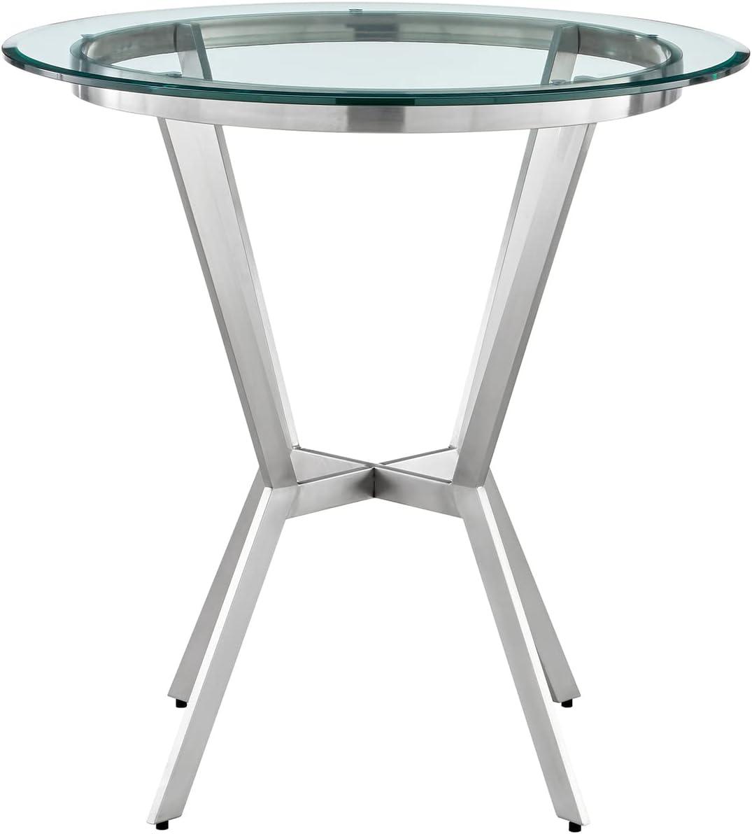 image:imageArmen Living Naomi and Lorin 3Piece Counter Height Dining Set in Brushed Stainless Steel and Grey Faux Leather5Piece