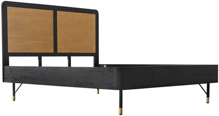 image:imageArmen Living Saratoga 3 Piece Queen Bedroom Set in Black Acacia Wood and Rattan