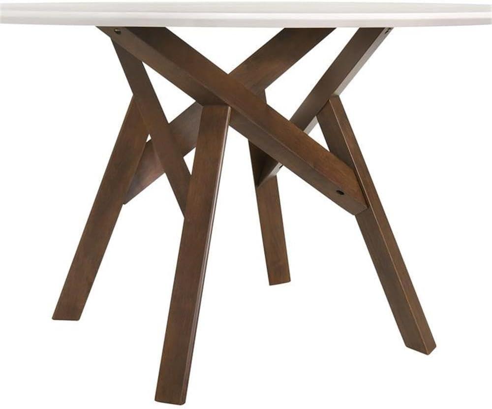 image:imageArmen Living Venus 54 Round MidCentury Modern Marble Dining Table Wood Legs WhiteWalnut