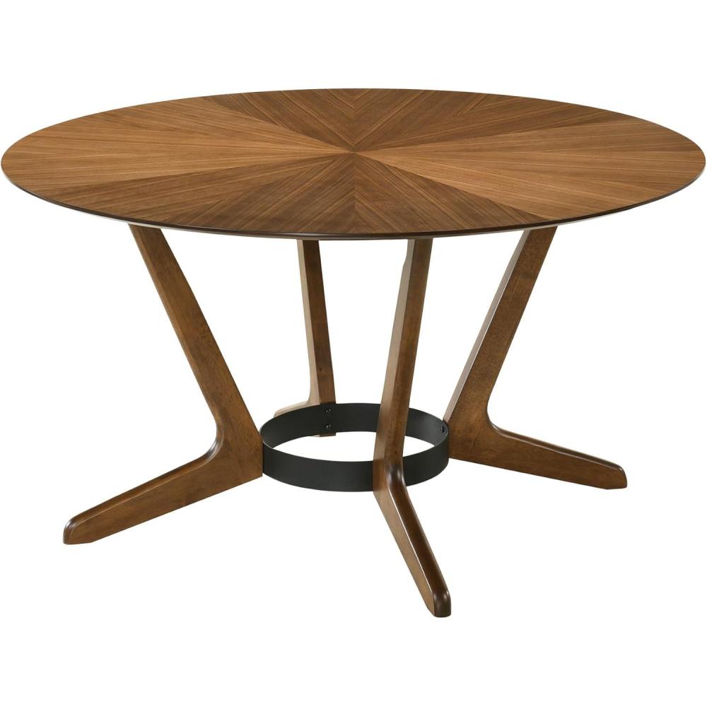 image:imageArmen Living Santana Round Wood Dining Table in Walnut Finish