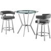 image:imageArmen Living Naomi and Lorin 3Piece Counter Height Dining Set in Brushed Stainless Steel and Grey Faux Leather3Piece
