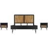 image:imageArmen Living Saratoga 3 Piece Queen Bedroom Set in Black Acacia Wood and Rattan