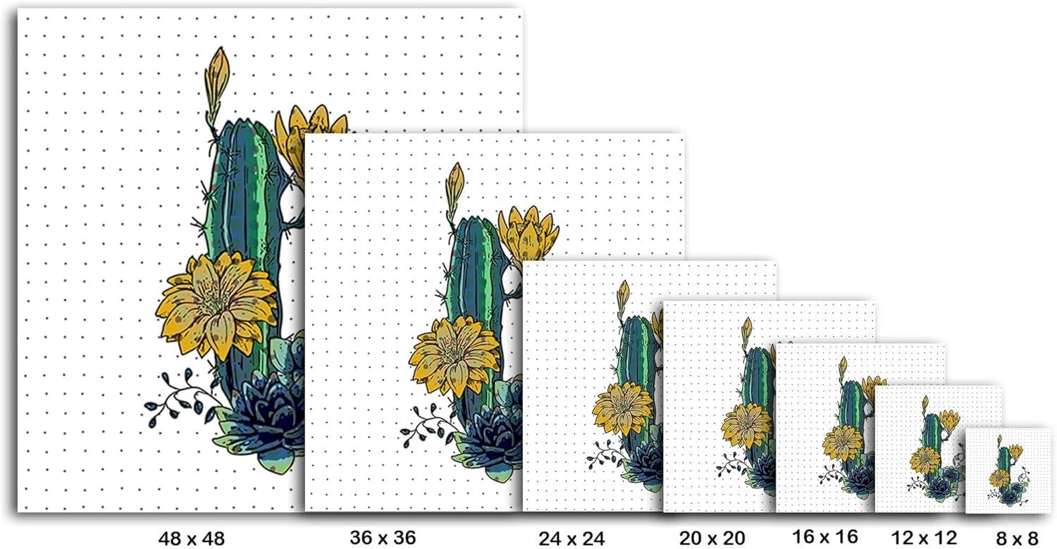 image:imageArmen Living Cactus Flowers 761 Square Wrapped Canvas Wall Art Print 16 x 1624 x 24