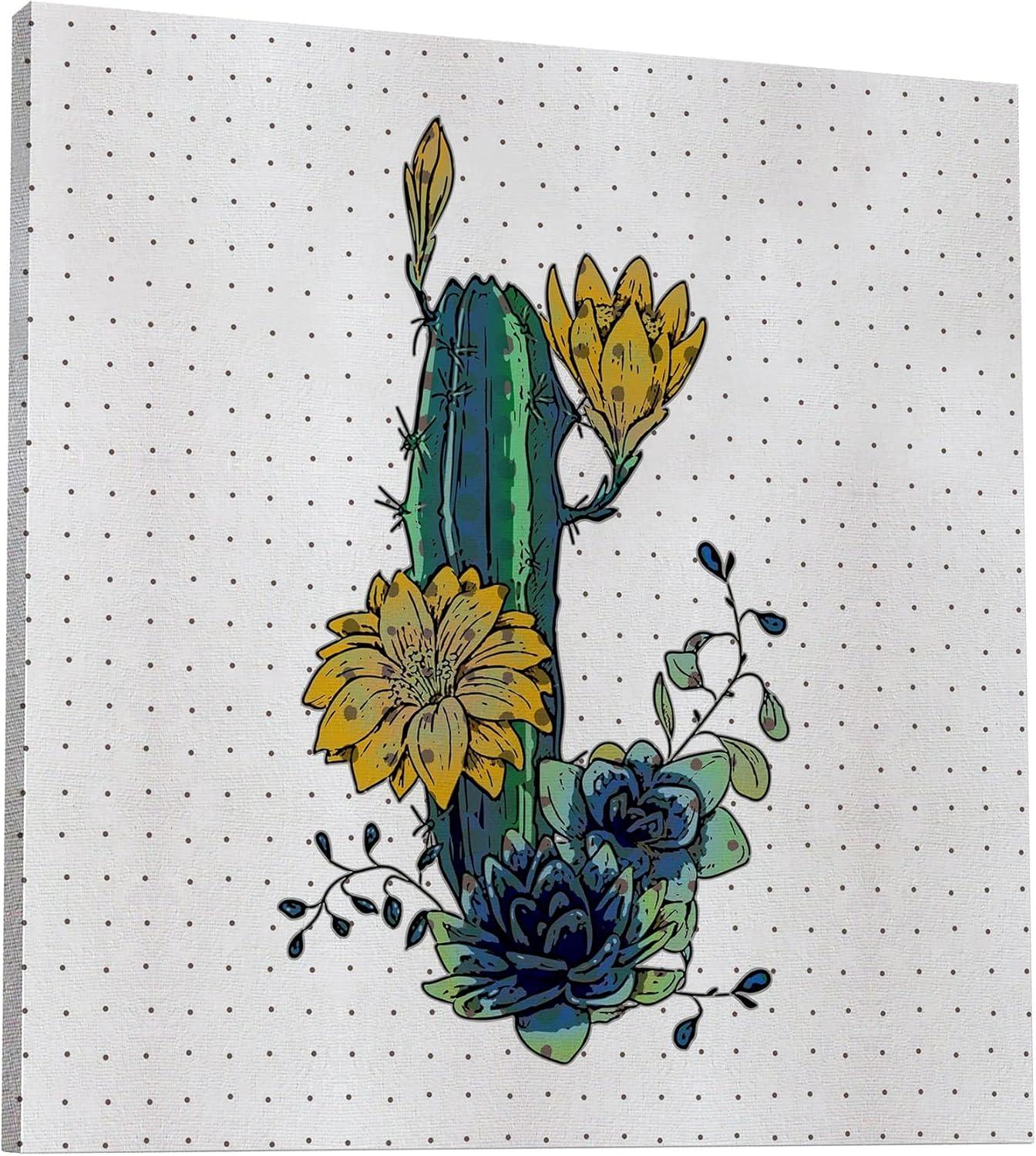 image:imageArmen Living Cactus Flowers 761 Square Wrapped Canvas Wall Art Print 16 x 1624 x 24