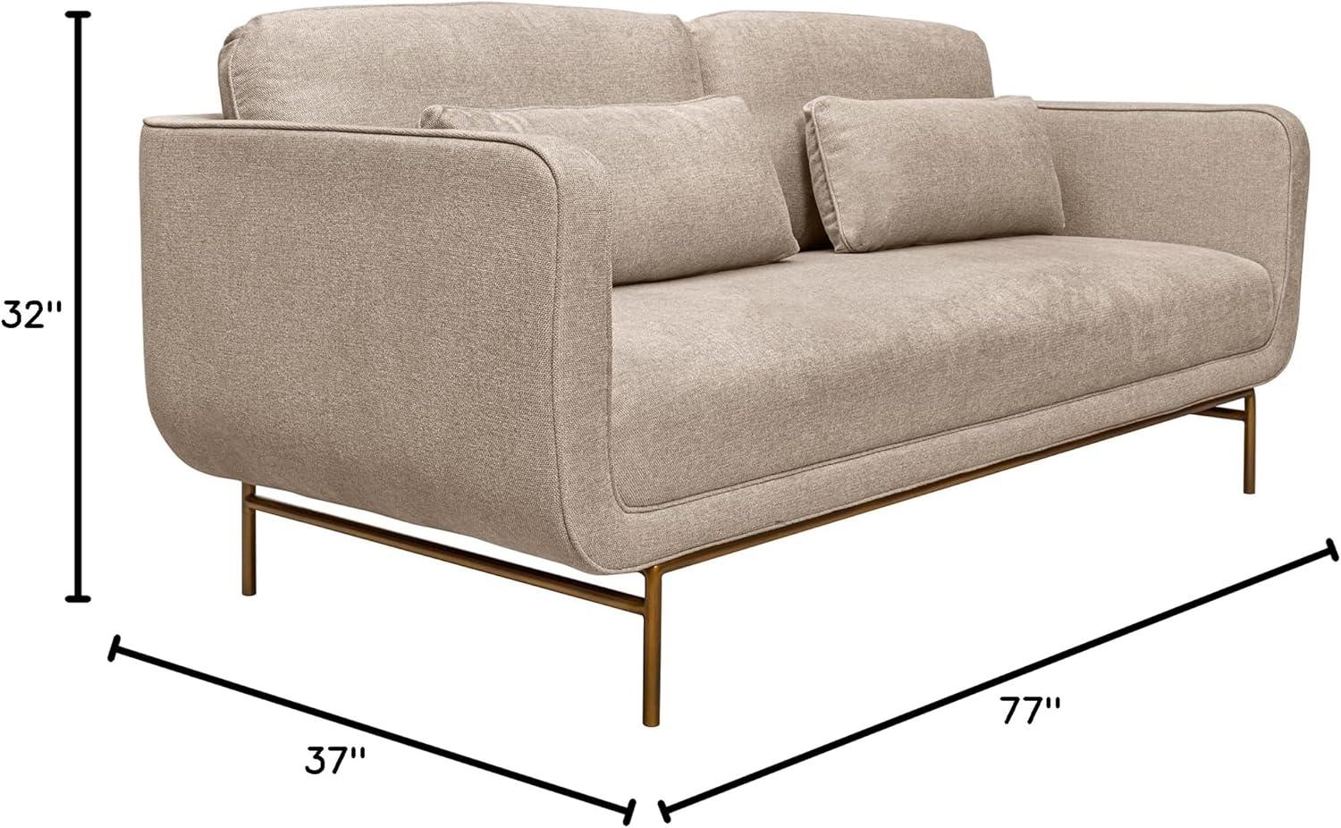 image:imageArmen Living Lilou 77 Fossil Gray Velvet Sofa with Antique Brass Metal LegsBeige Fabric