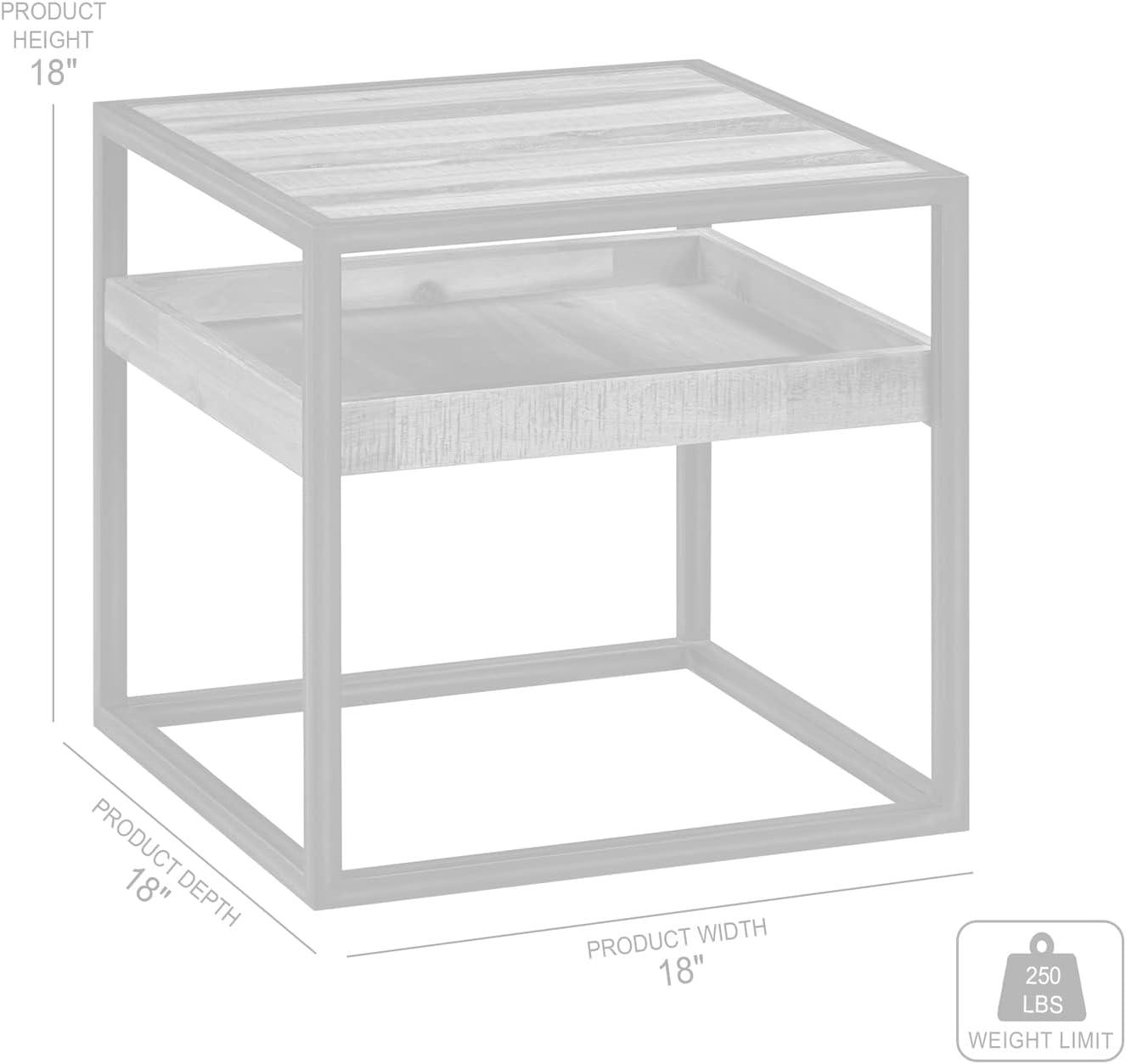 image:imageArmen Living Ludgate Square End Table with Shelf in Acacia and Black Metal