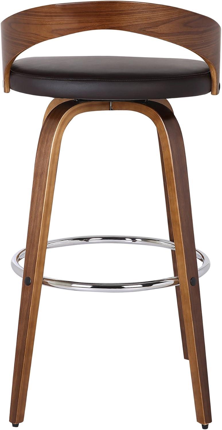 image:imageArmen Living Sonia 26 Counter Height Swivel Brown Faux Leather and Walnut Wood Bar Stool Set of 4Brown Faux LeatherWalnut