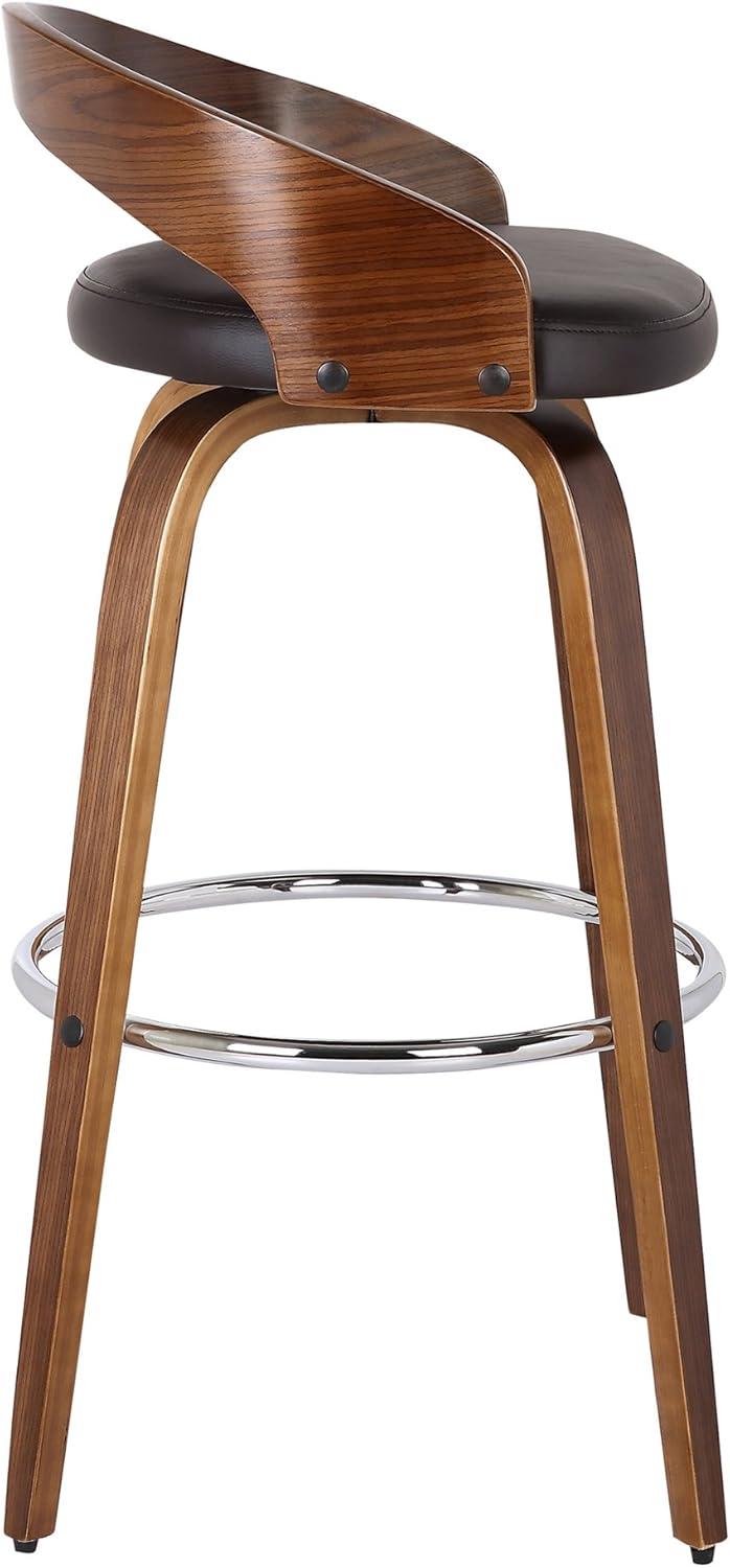 image:imageArmen Living Sonia 26 Counter Height Swivel Brown Faux Leather and Walnut Wood Bar Stool Set of 4Brown Faux LeatherWalnut