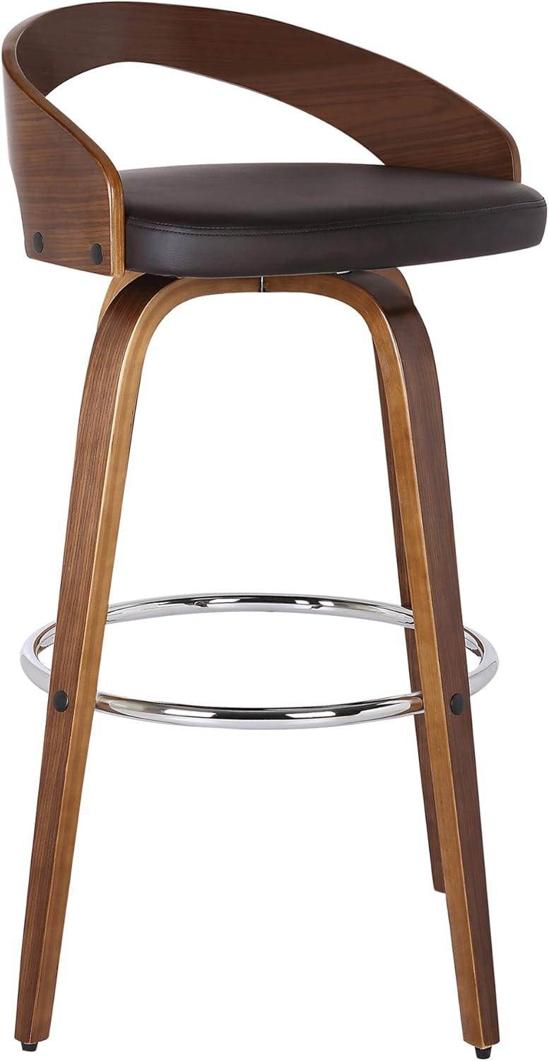 image:imageArmen Living Sonia 26 Counter Height Swivel Brown Faux Leather and Walnut Wood Bar Stool Set of 4Brown Faux LeatherWalnut