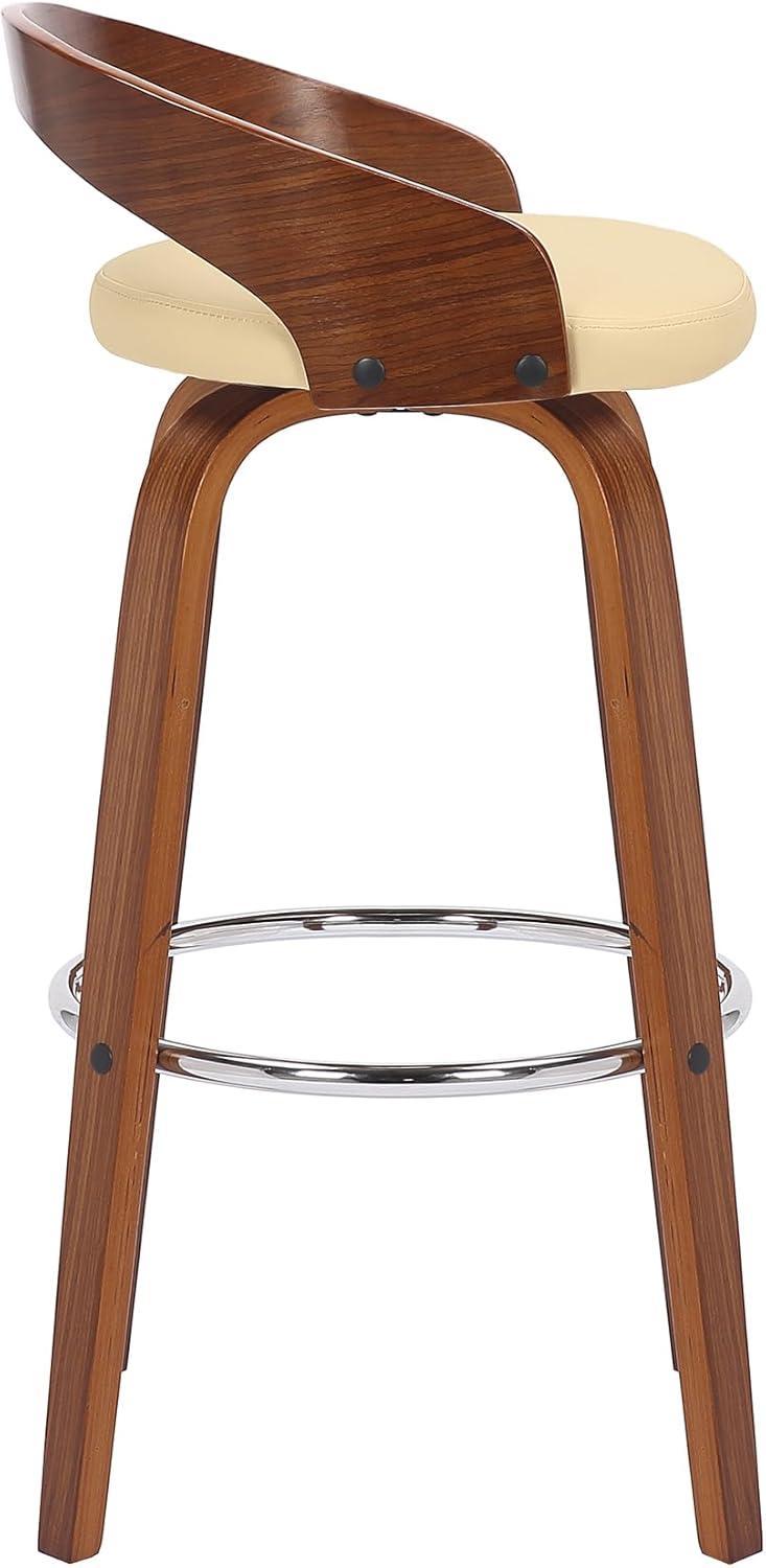 image:imageArmen Living Sonia 26 Counter Height Swivel Brown Faux Leather and Walnut Wood Bar Stool Set of 4Cream Faux LeatherWalnut