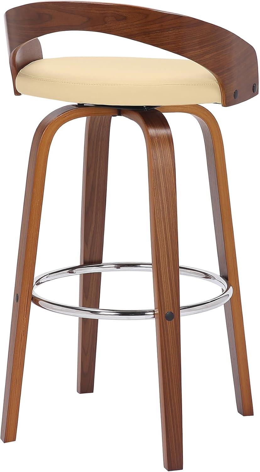 image:imageArmen Living Sonia 26 Counter Height Swivel Brown Faux Leather and Walnut Wood Bar Stool Set of 4Cream Faux LeatherWalnut