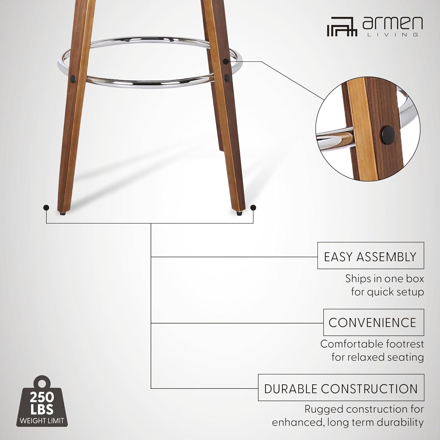 image:imageArmen Living Sonia 26 Counter Height Swivel Brown Faux Leather and Walnut Wood Bar Stool Set of 4Cream Faux LeatherWalnut