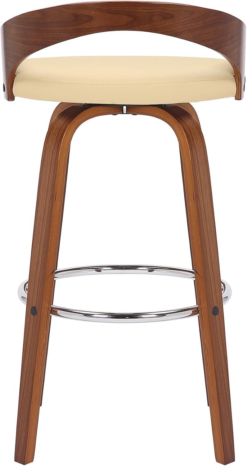 image:imageArmen Living Sonia 26 Counter Height Swivel Brown Faux Leather and Walnut Wood Bar Stool Set of 4Cream Faux LeatherWalnut