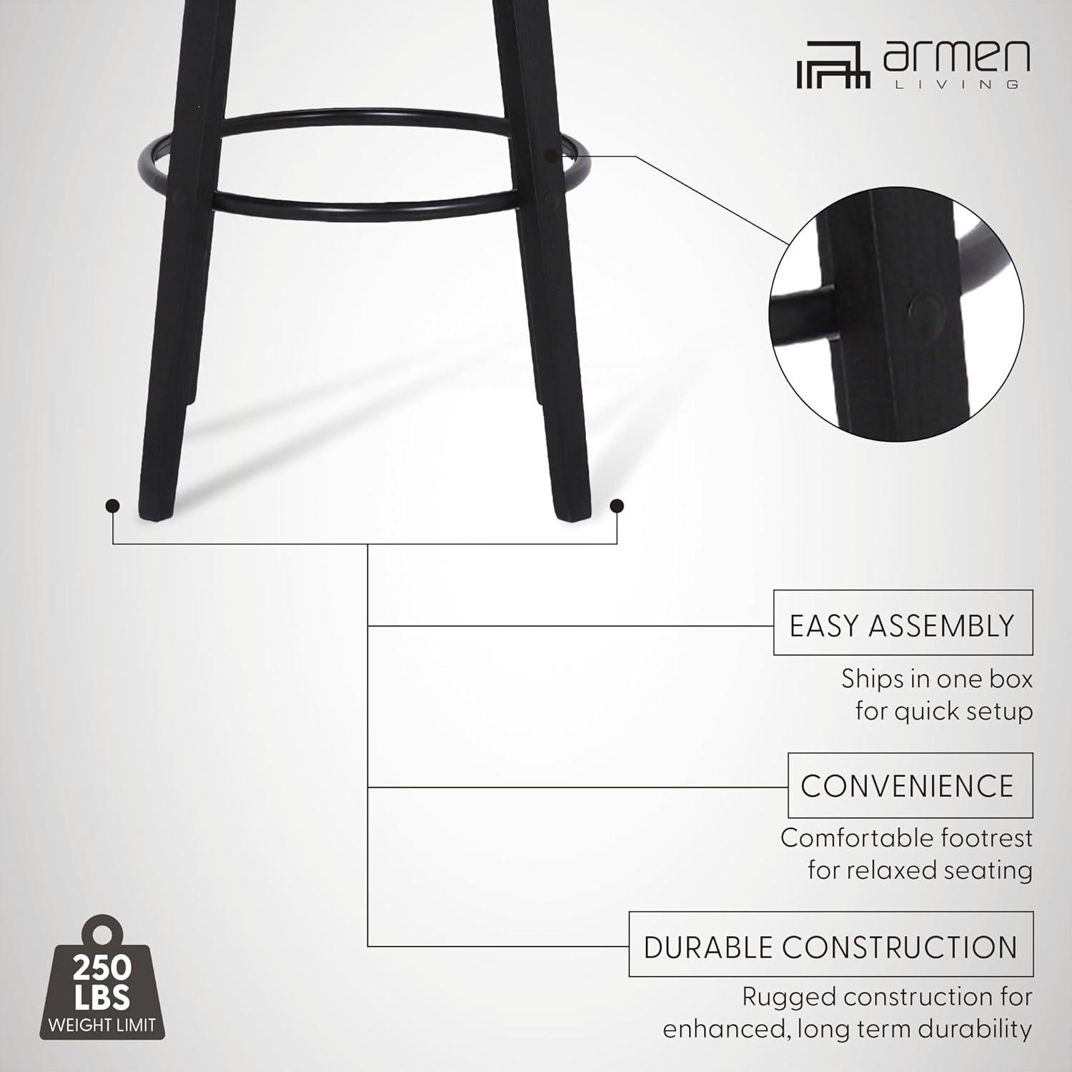 image:imageArmen Living Sonia 26 Counter Height Swivel Brown Faux Leather and Walnut Wood Bar Stool Set of 4Gray Faux LeatherBlack