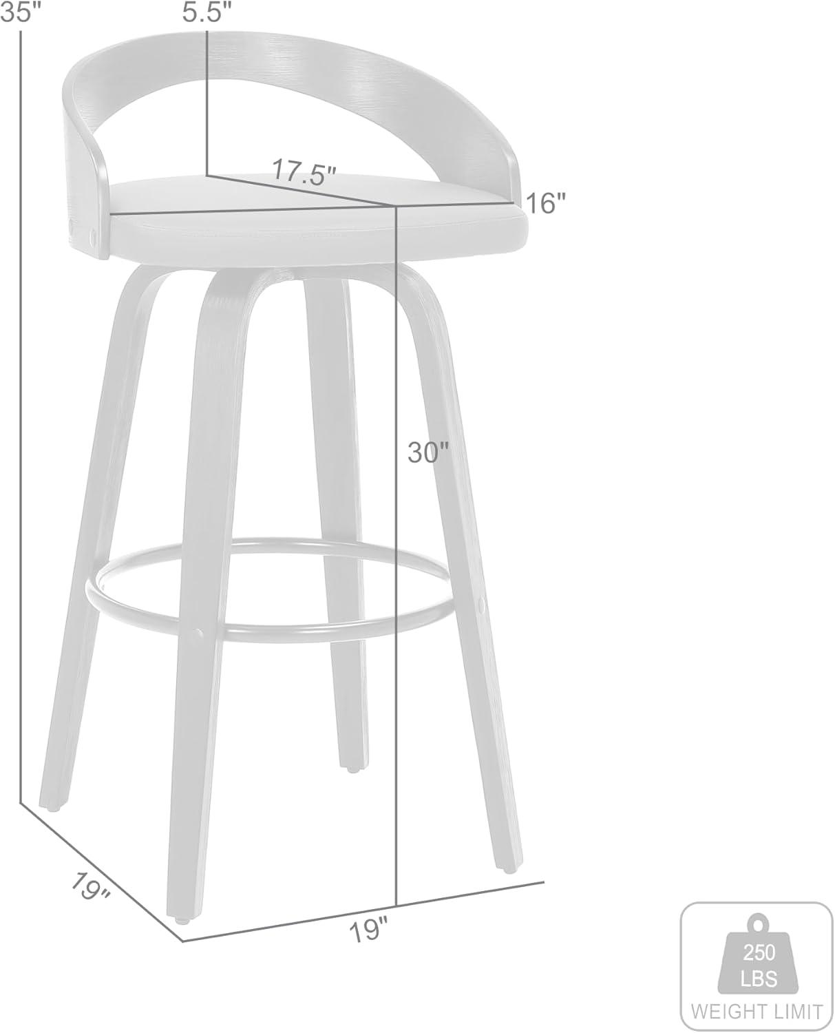 image:imageArmen Living Sonia 26 Counter Height Swivel Brown Faux Leather and Walnut Wood Bar Stool Set of 4Gray Faux LeatherBlack