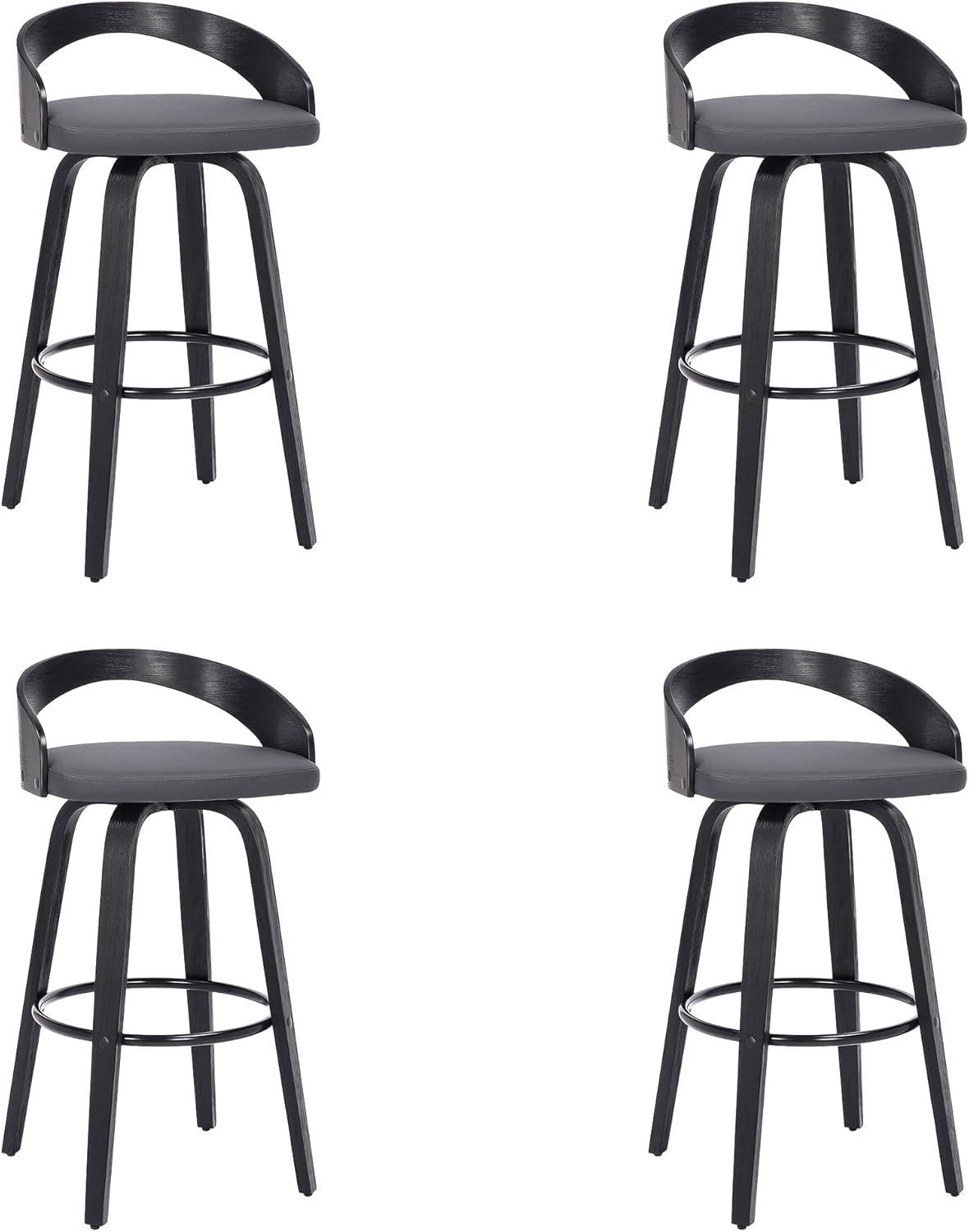 image:imageArmen Living Sonia 26 Counter Height Swivel Brown Faux Leather and Walnut Wood Bar Stool Set of 4Gray Faux LeatherBlack