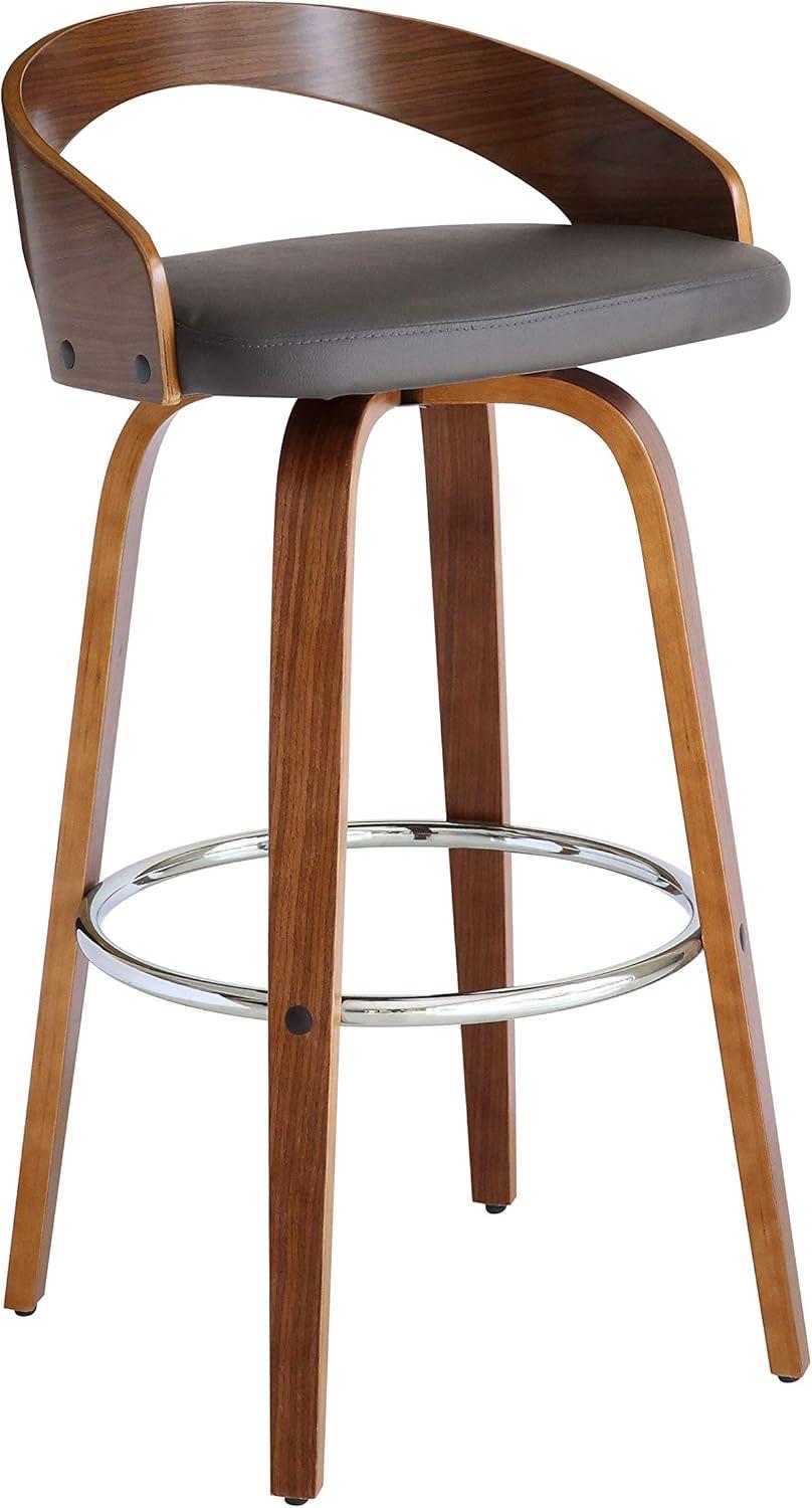image:imageArmen Living Sonia 26 Counter Height Swivel Brown Faux Leather and Walnut Wood Bar Stool Set of 4Gray Faux LeatherWalnut