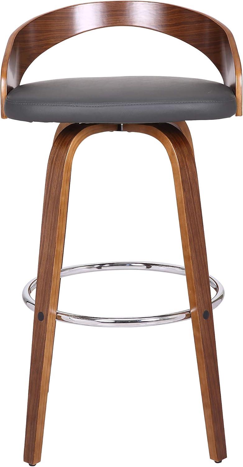 image:imageArmen Living Sonia 26 Counter Height Swivel Brown Faux Leather and Walnut Wood Bar Stool Set of 4Gray Faux LeatherWalnut