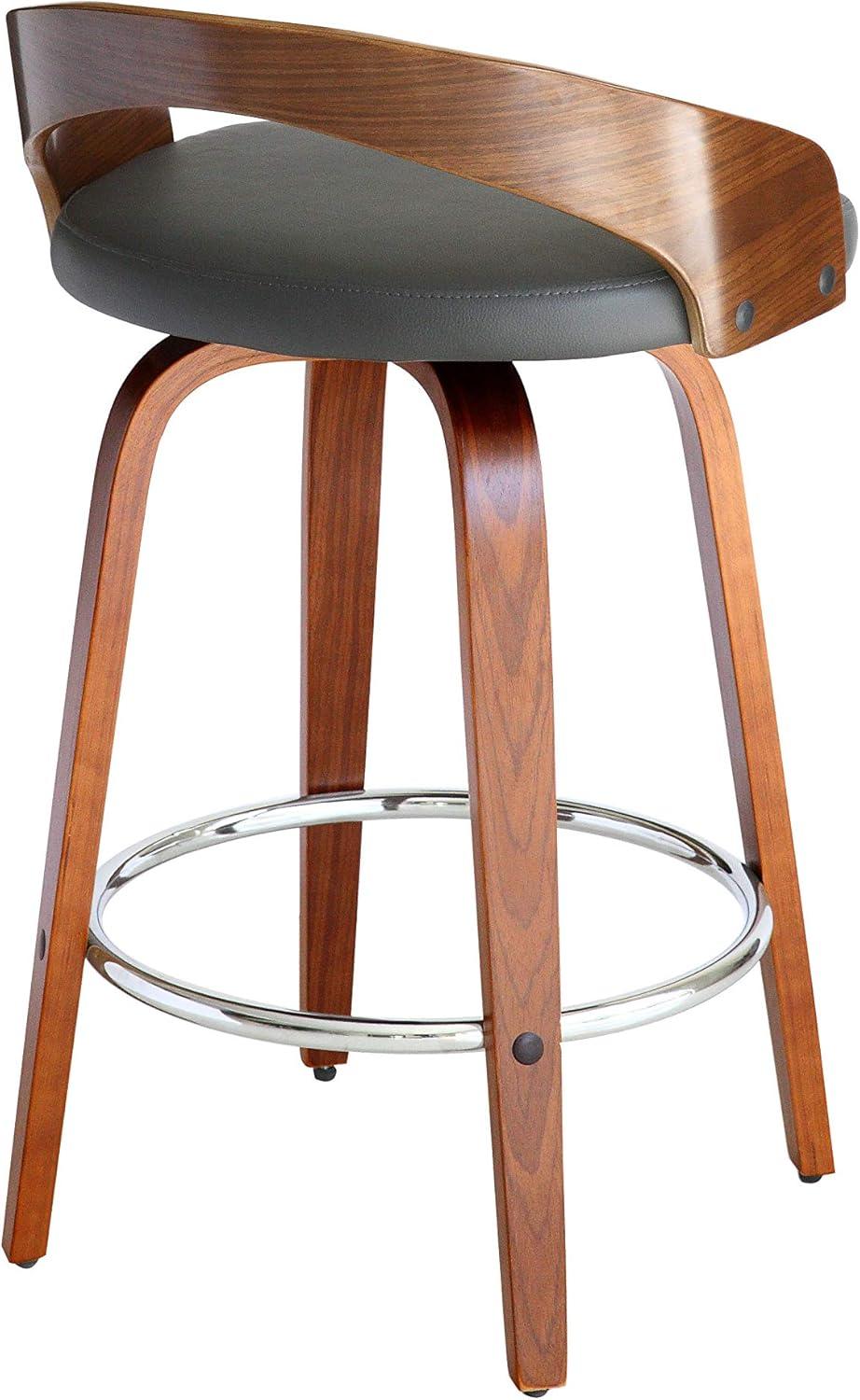 image:imageArmen Living Sonia 26 Counter Height Swivel Brown Faux Leather and Walnut Wood Bar Stool Set of 4Gray Faux LeatherWalnut