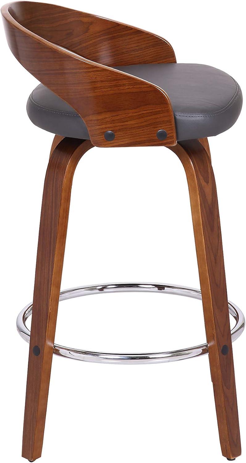 image:imageArmen Living Sonia 26 Counter Height Swivel Brown Faux Leather and Walnut Wood Bar Stool Set of 4Gray Faux LeatherWalnut