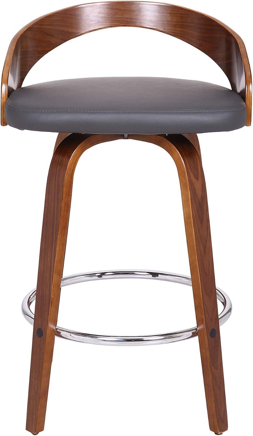 image:imageArmen Living Sonia 26 Counter Height Swivel Brown Faux Leather and Walnut Wood Bar Stool Set of 4Gray Faux LeatherWalnut