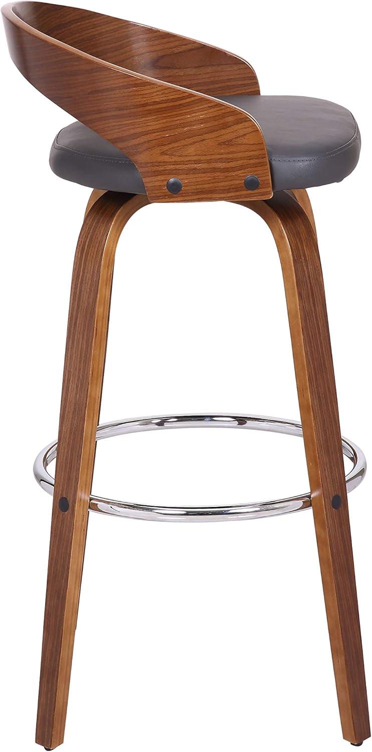 image:imageArmen Living Sonia 26 Counter Height Swivel Brown Faux Leather and Walnut Wood Bar Stool Set of 4Gray Faux LeatherWalnut