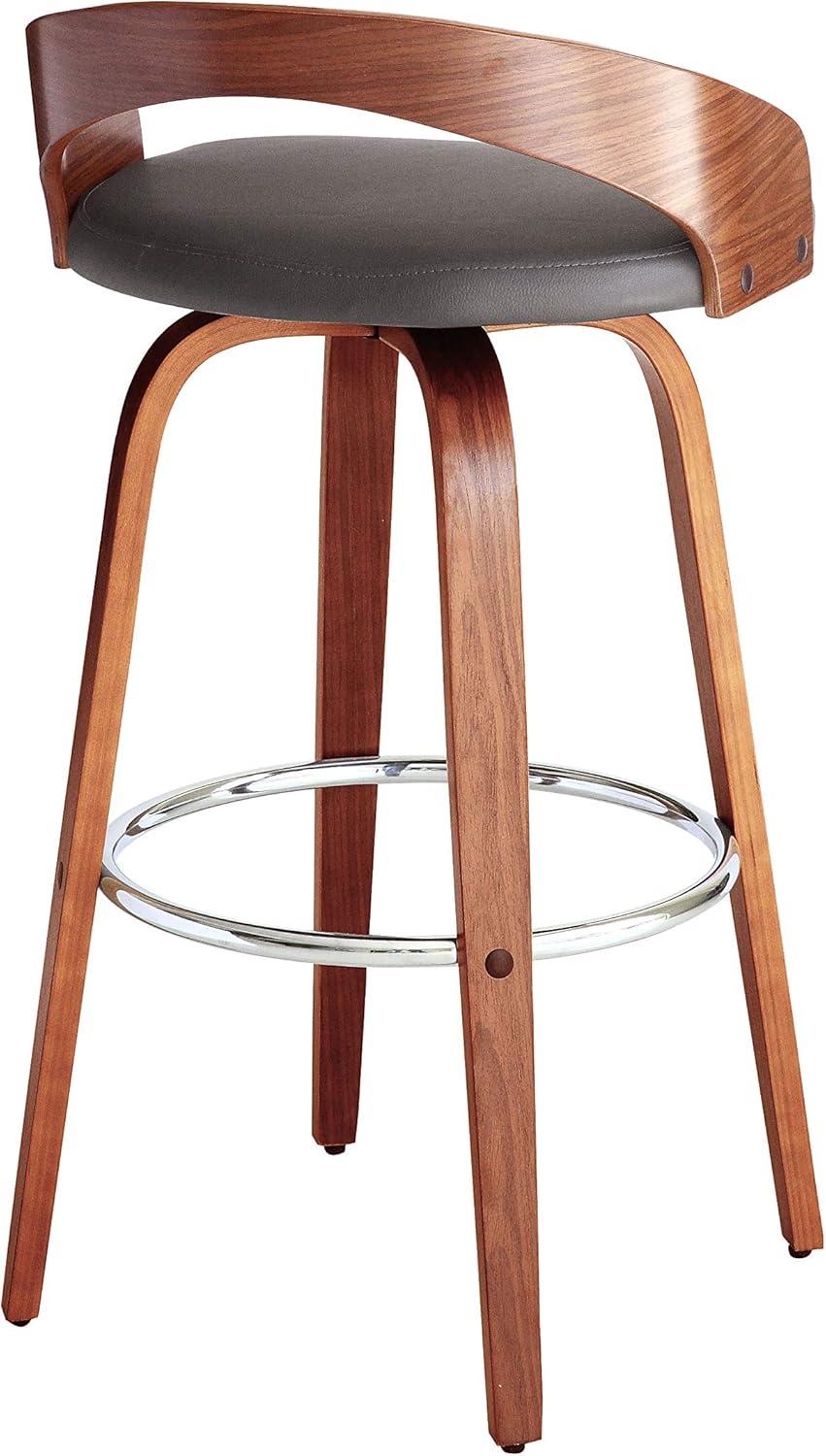 image:imageArmen Living Sonia 26 Counter Height Swivel Brown Faux Leather and Walnut Wood Bar Stool Set of 4Gray Faux LeatherWalnut