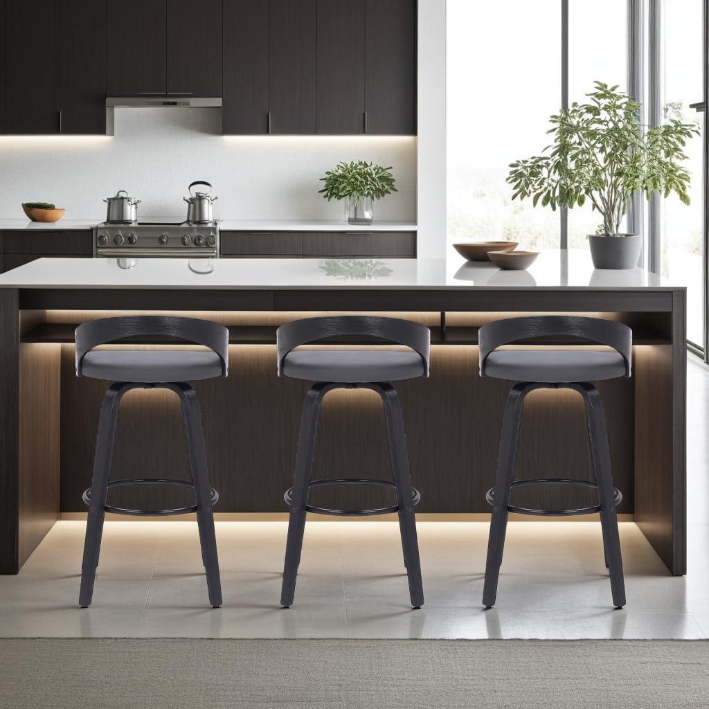 image:imageArmen Living Sonia 26 Counter Height Swivel Brown Faux Leather and Walnut Wood Bar Stool Set of 4Gray and Black Wood