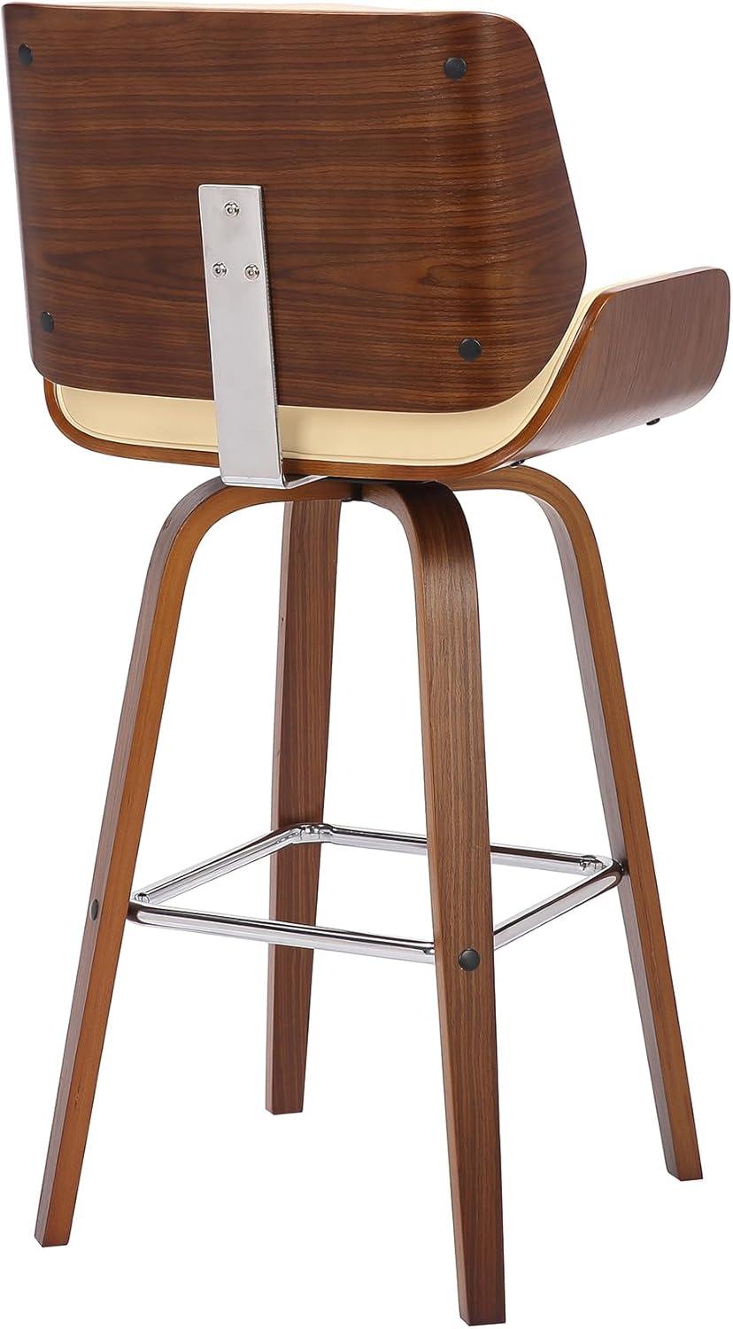 image:imageArmen Living Tyler 26 Counter Height Swivel Brown Faux Leather and Walnut Wood Bar Stool Set of 2CreamWalnut