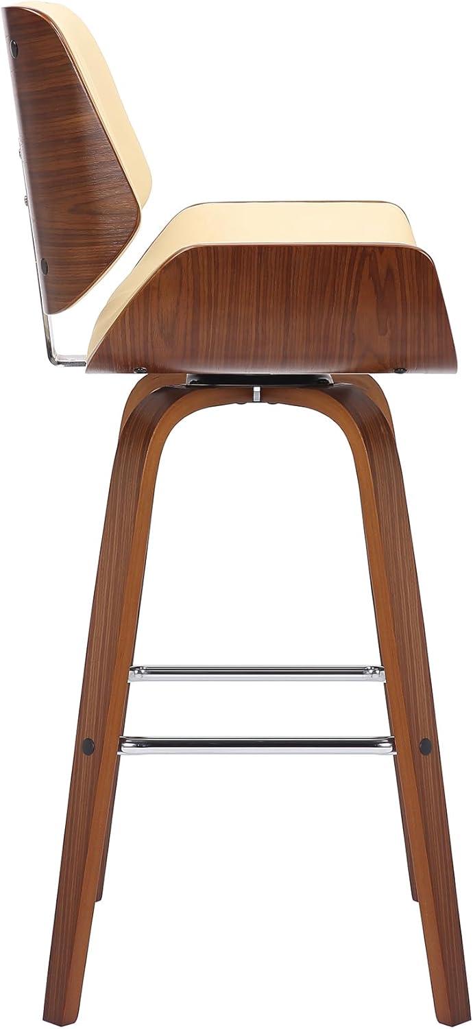 image:imageArmen Living Tyler 26 Counter Height Swivel Brown Faux Leather and Walnut Wood Bar Stool Set of 2CreamWalnut