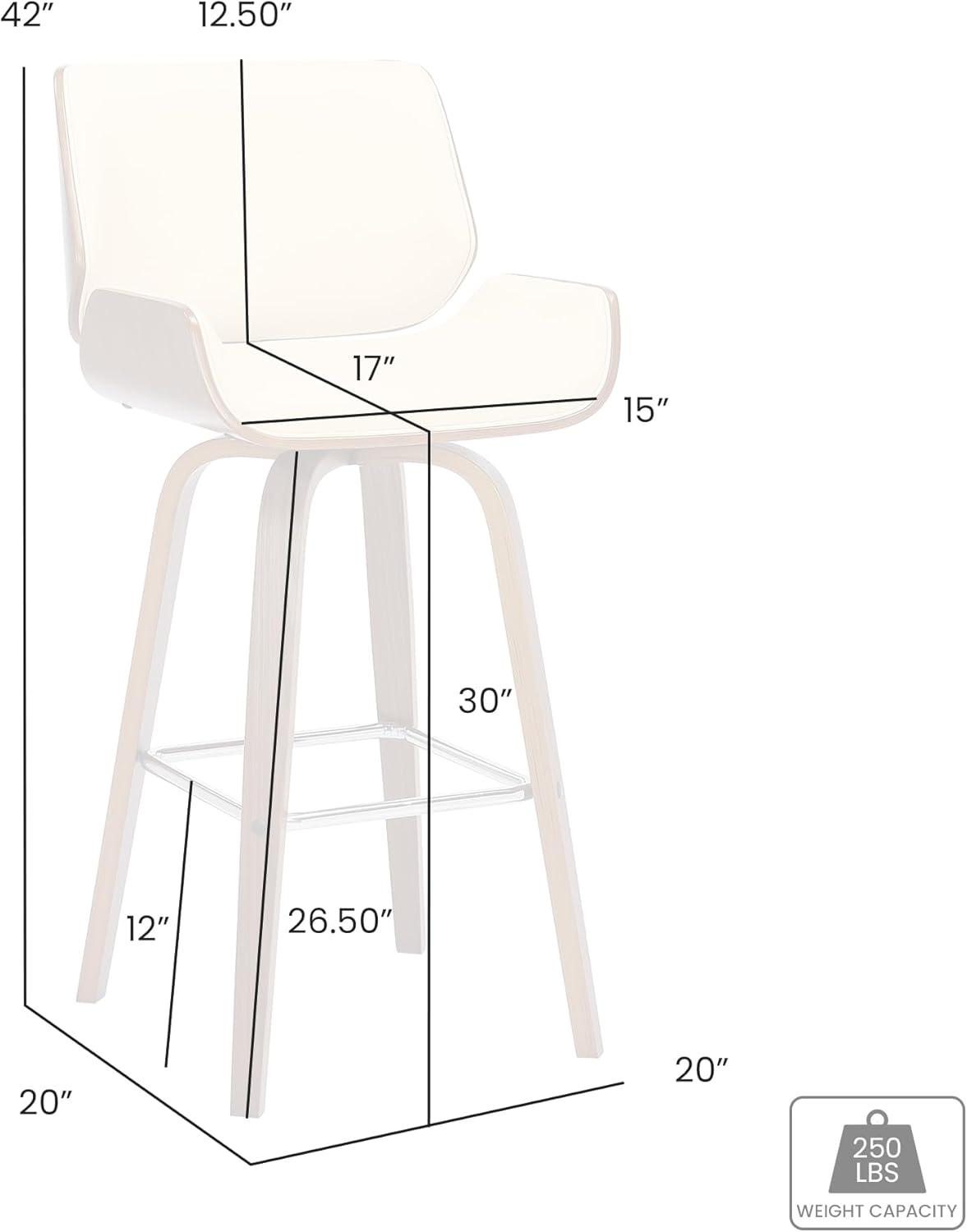 image:imageArmen Living Tyler 26 Counter Height Swivel Brown Faux Leather and Walnut Wood Bar Stool Set of 2GrayBlack