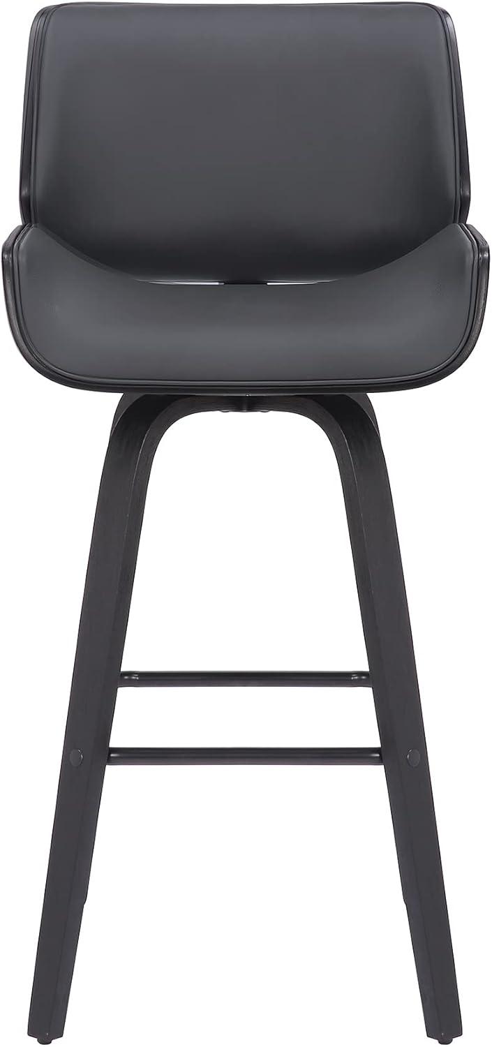 image:imageArmen Living Tyler 26 Counter Height Swivel Brown Faux Leather and Walnut Wood Bar Stool Set of 2GrayBlack