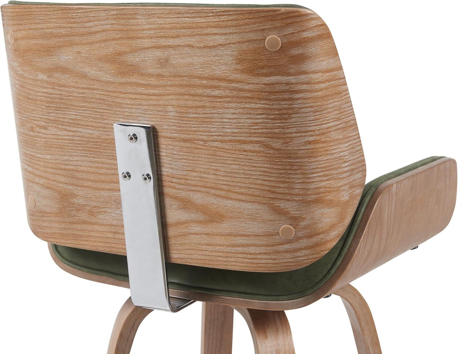 image:imageArmen Living Tyler 26 Counter Height Swivel Brown Faux Leather and Walnut Wood Bar Stool Set of 2Vintage GreenNatural