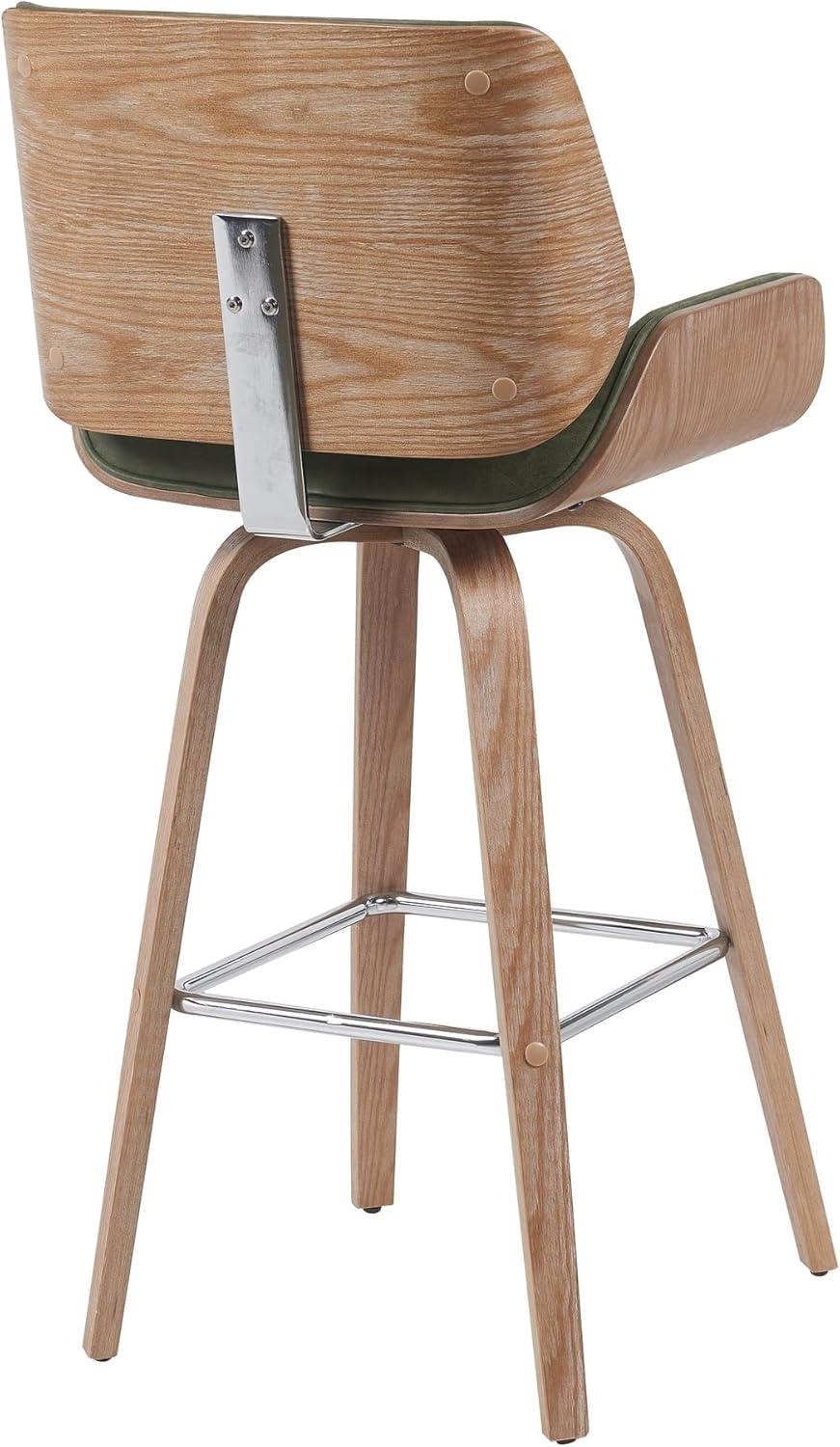 image:imageArmen Living Tyler 26 Counter Height Swivel Brown Faux Leather and Walnut Wood Bar Stool Set of 2Vintage GreenNatural