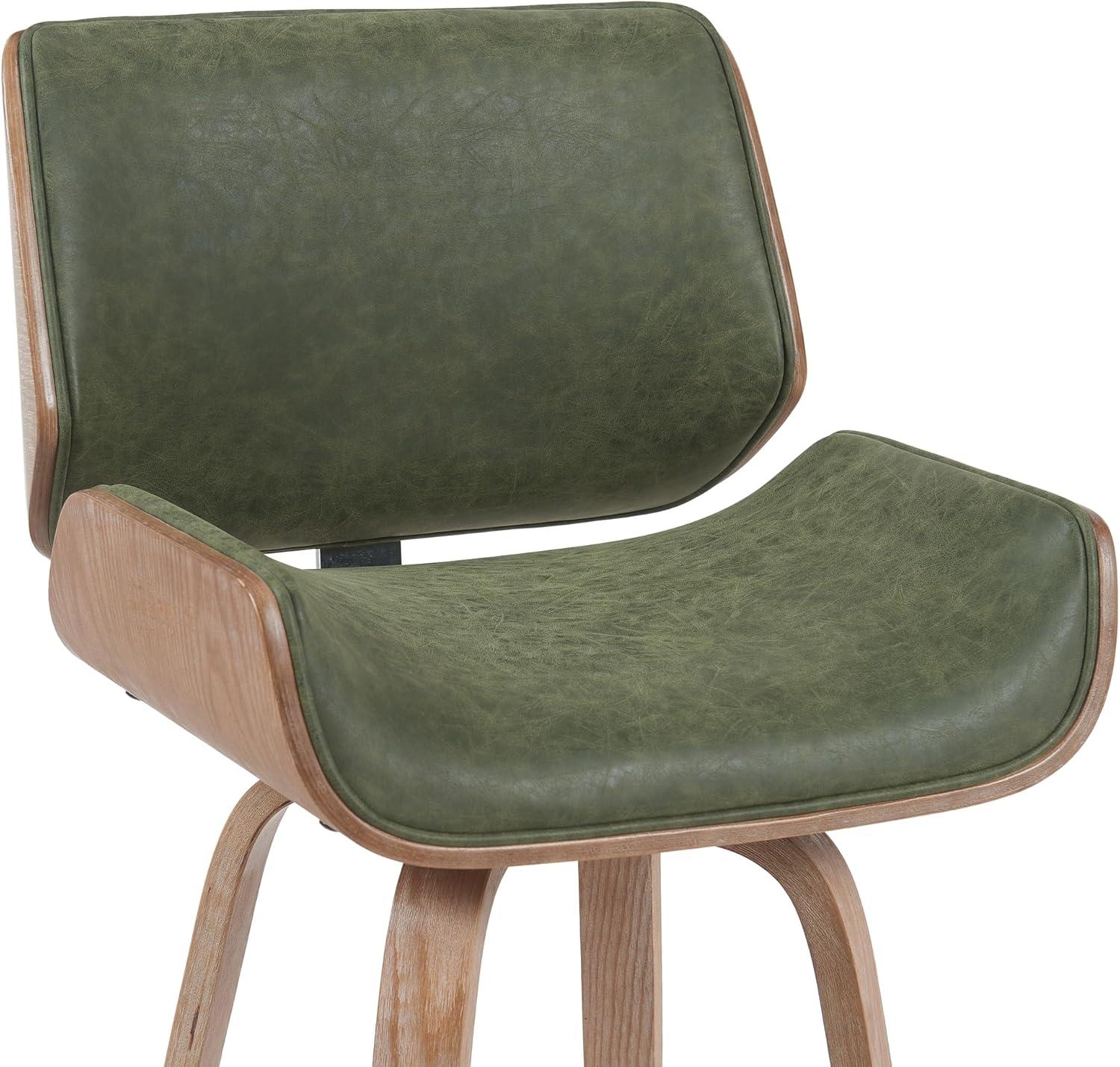 image:imageArmen Living Tyler 26 Counter Height Swivel Brown Faux Leather and Walnut Wood Bar Stool Set of 2Vintage GreenNatural