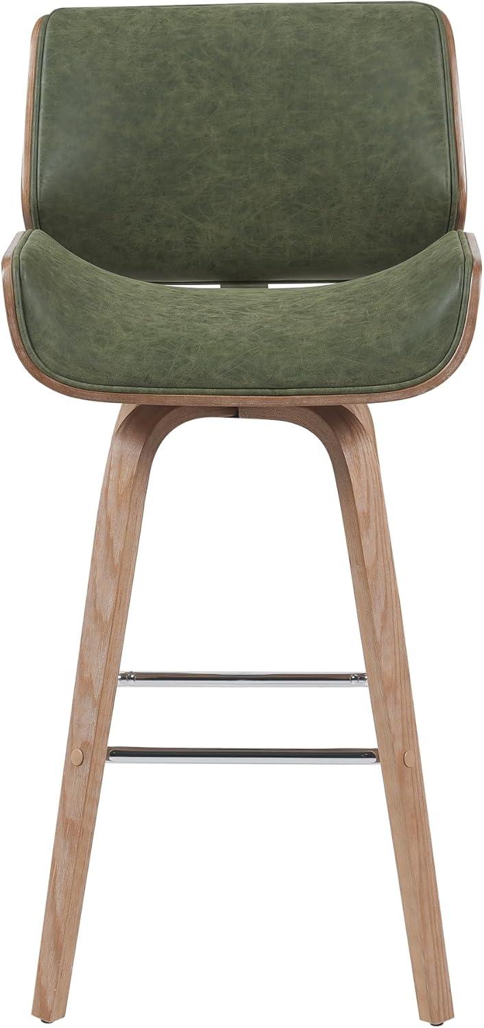 image:imageArmen Living Tyler 26 Counter Height Swivel Brown Faux Leather and Walnut Wood Bar Stool Set of 2Vintage GreenNatural