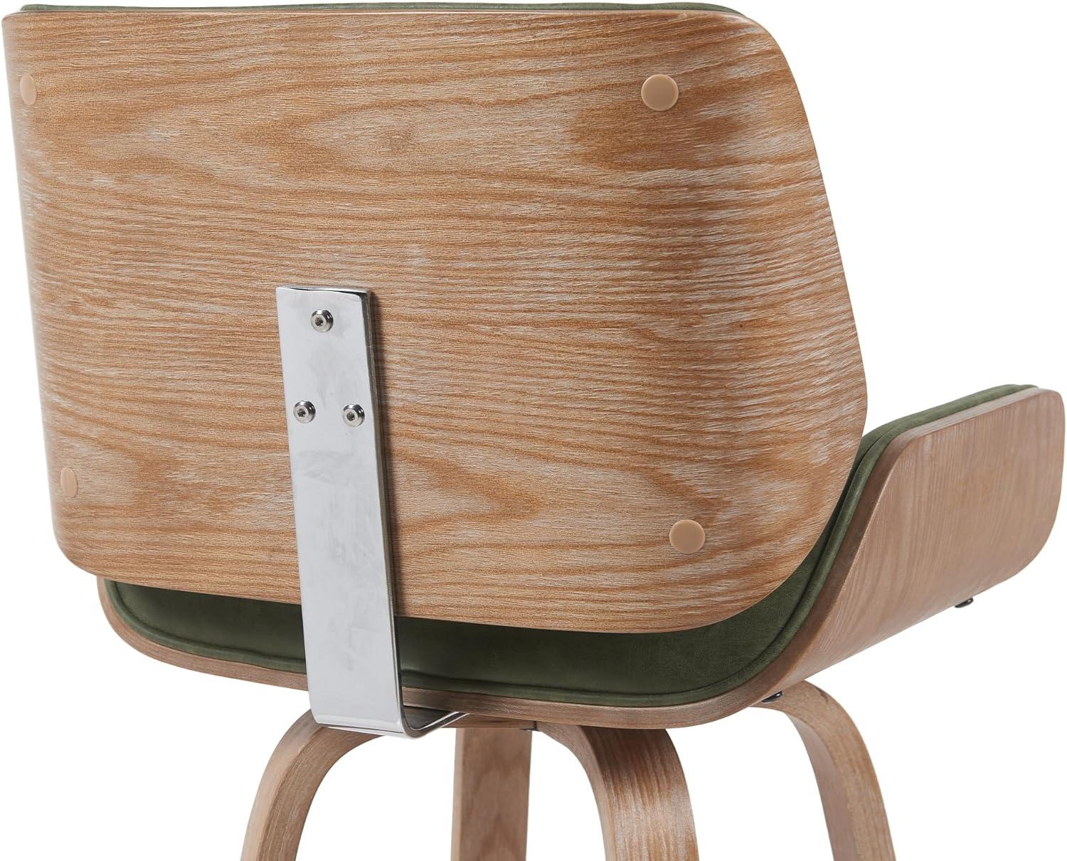 image:imageArmen Living Tyler 26 Counter Height Swivel Brown Faux Leather and Walnut Wood Bar Stool Set of 2Vintage GreenNatural